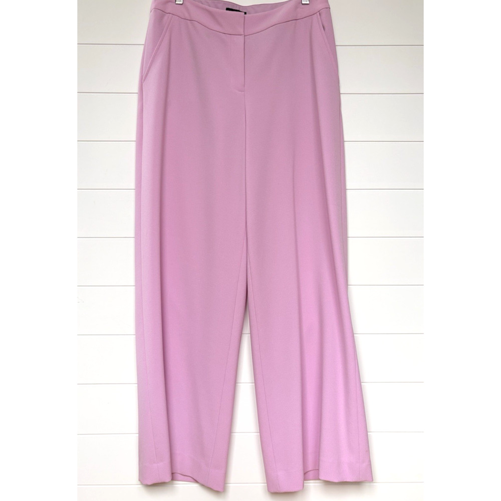 Tahari ASL Wide Leg Trouser Pants Size 10 Pink Macaroon Career Office Spring - Picture 2 of 16